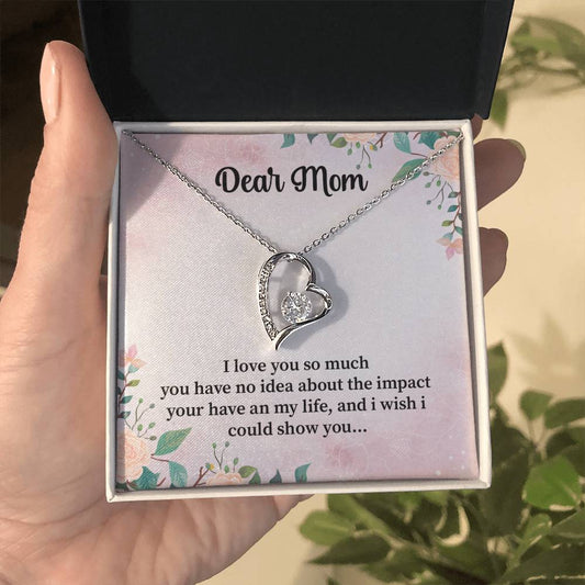 Dear Mom I love you so_ Gift Necklace Jewelry with a heartfelt durable Message Card
