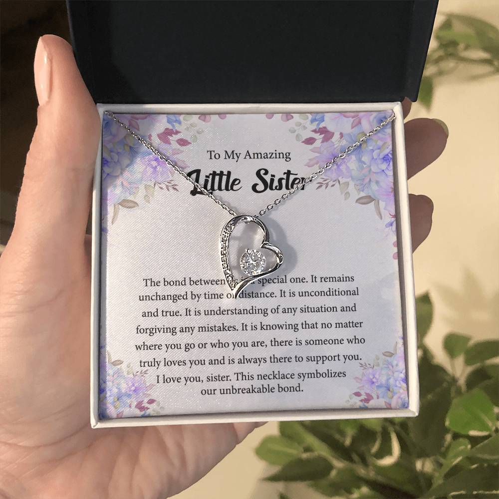 To My Amazing Little Sister The_ Gift Necklace Jewelry with a heartfelt durable Message Card