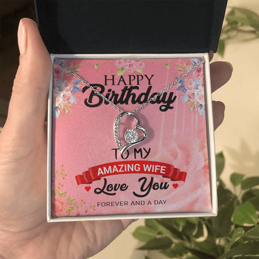 HAPPY Birthday TO MY AMAZING WIFE_ Gift Necklace Jewelry with a heartfelt durable Message Card