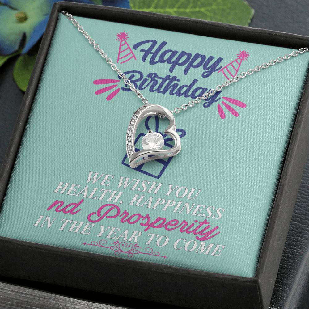 Happy Birthday WE WISH YOU HEALTH Gift Necklace Jewelry with a heartfelt durable Message Card