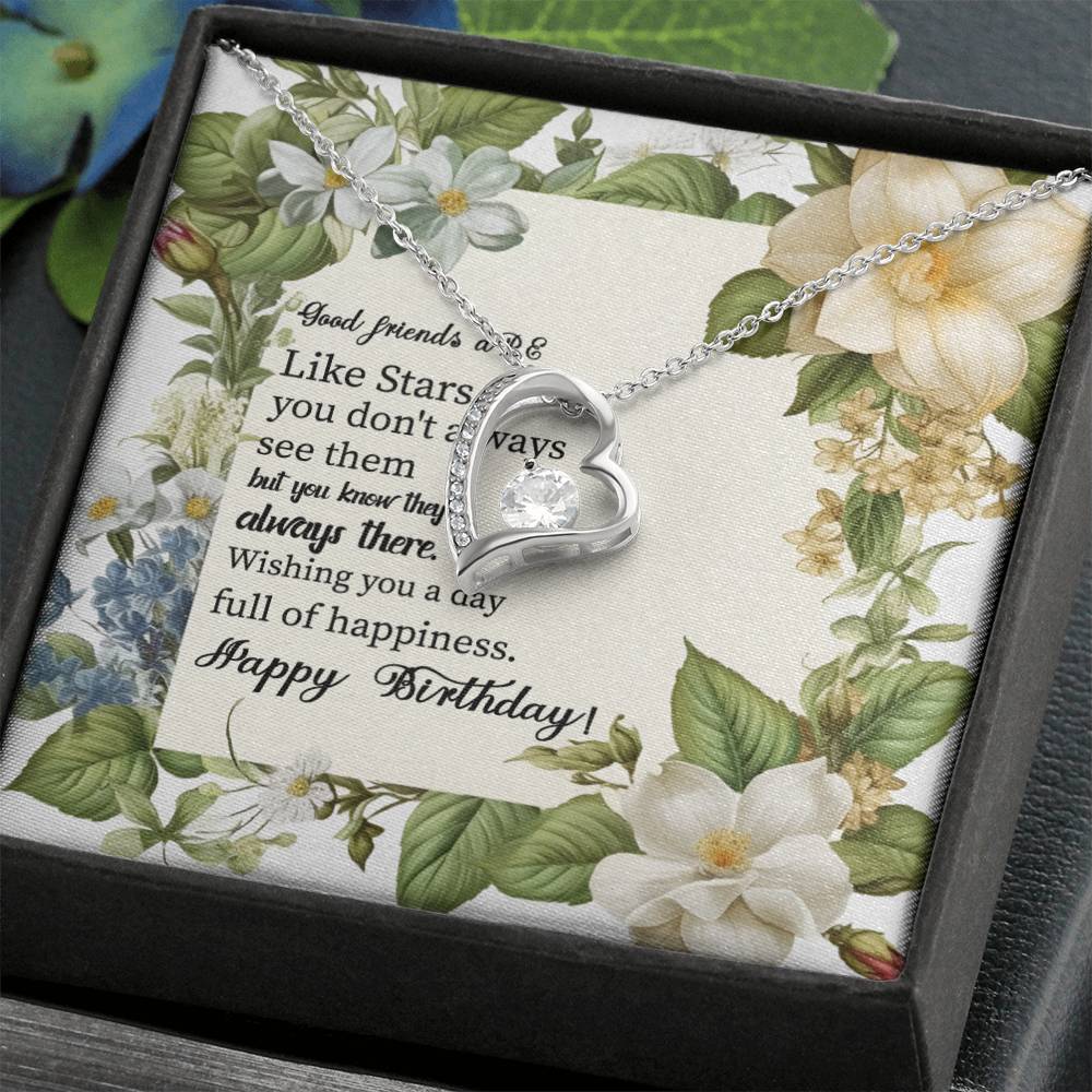 Happy Birthday Good friends aRE Like Stars you_ Gift Necklace Jewelry with a heartfelt durable Message Card