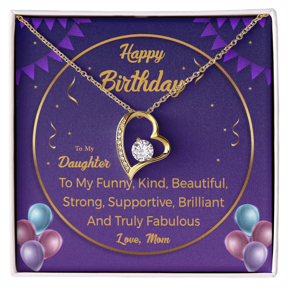 To my daughter funny kind Happy birthday Gift Necklace Jewelry with a heartfelt durable Message Card