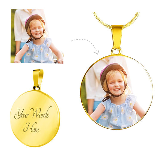 Personalized Gift Photo Necklace Custom Picture necklace Double sided your own personalized words on the back