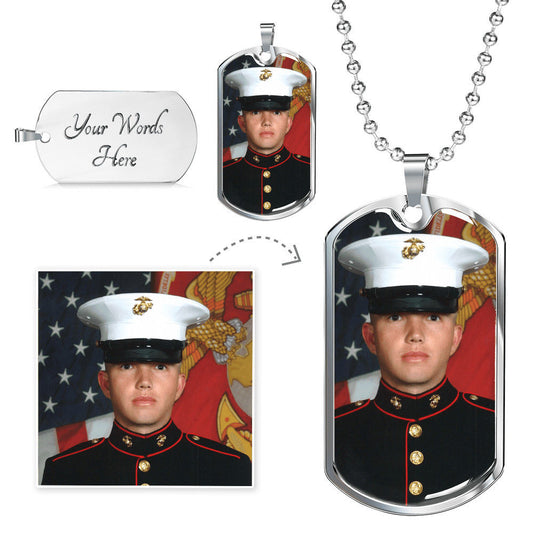 Personalized Photo Engraved Dog Tag Luxury Military Customized Necklace Pendant