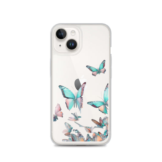 Clear Case for iPhone Blue Butterfly