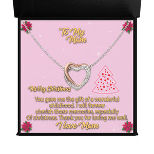 To My Mom Merry Christmas You_ Twin Flames - Interlocking Hearts Necklace