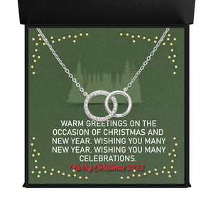Merry Christmas and Happy New Year WARM GREETINGS Endless Connection - Interlocking Circles Necklace