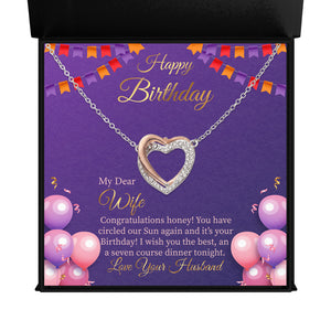 Happy Birthday My Dear Wife Congratulations_ Twin Flames - Interlocking Hearts Necklace